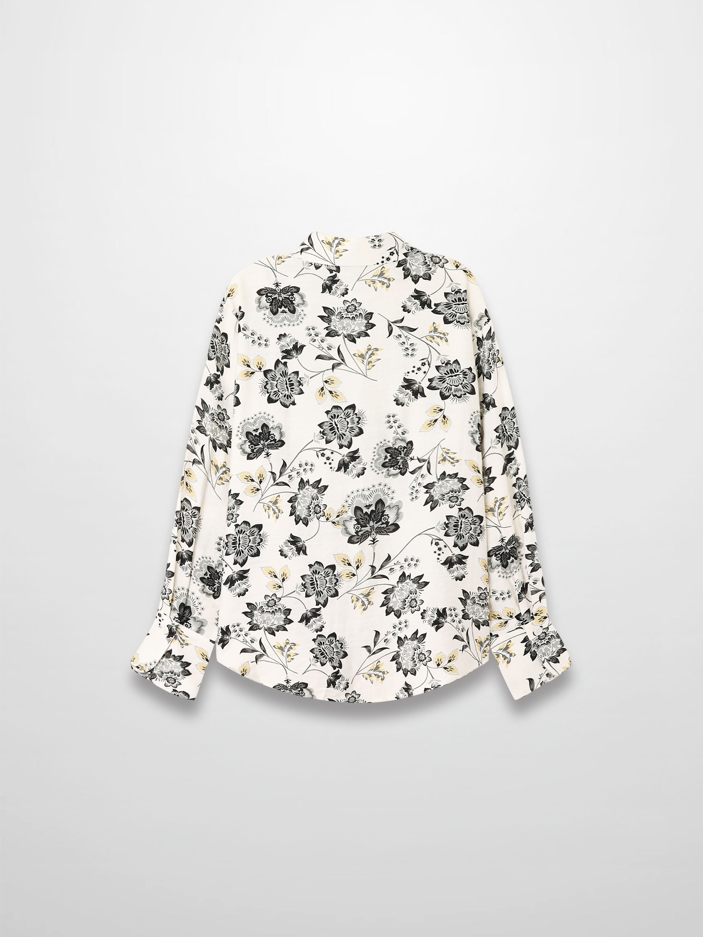 Button Down Collared Blouse-Black/White Floral