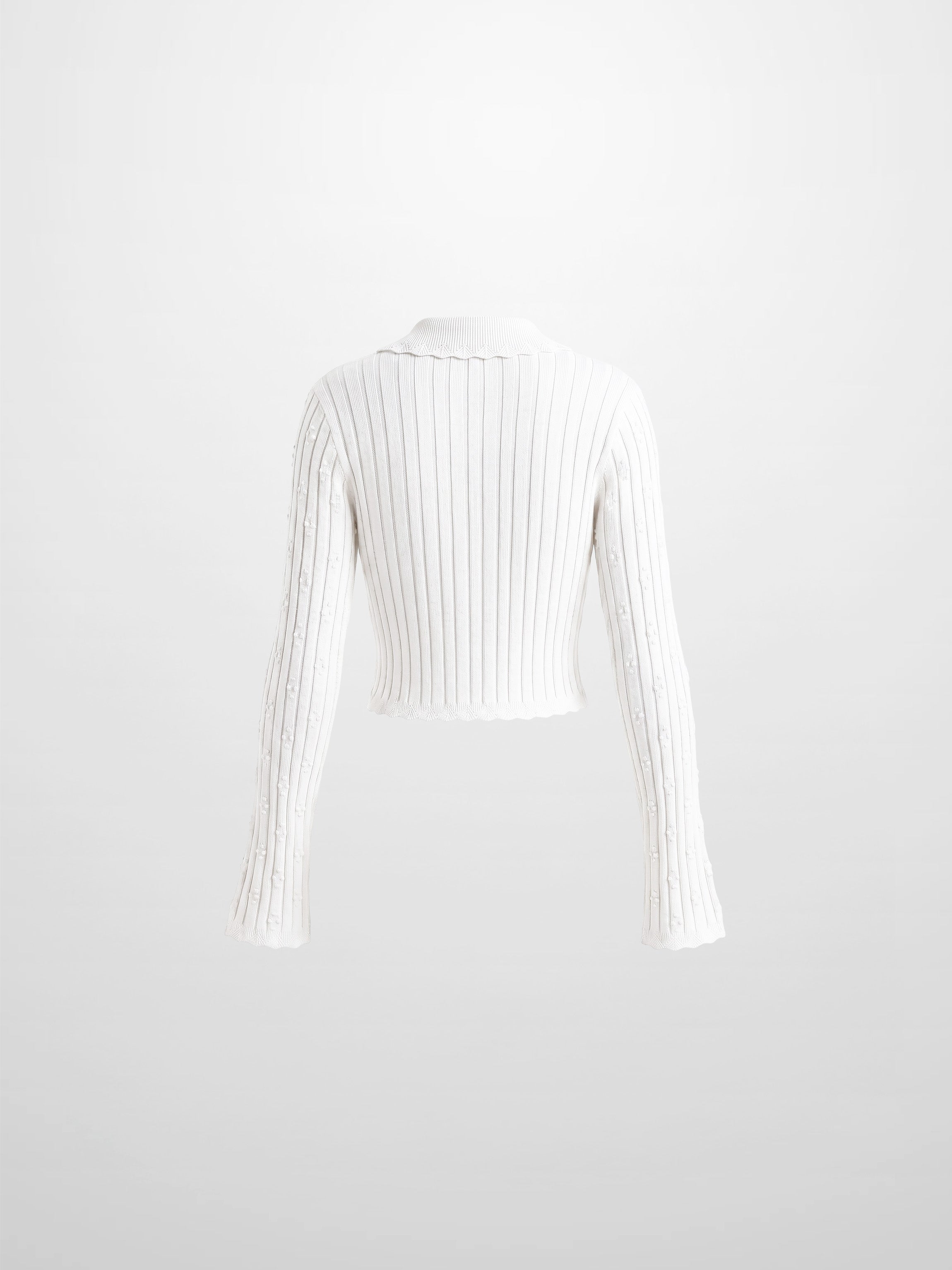 Scalloped Edge Cardigan-Cream