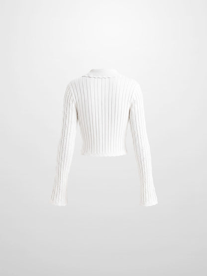 Scalloped Edge Cardigan-Cream