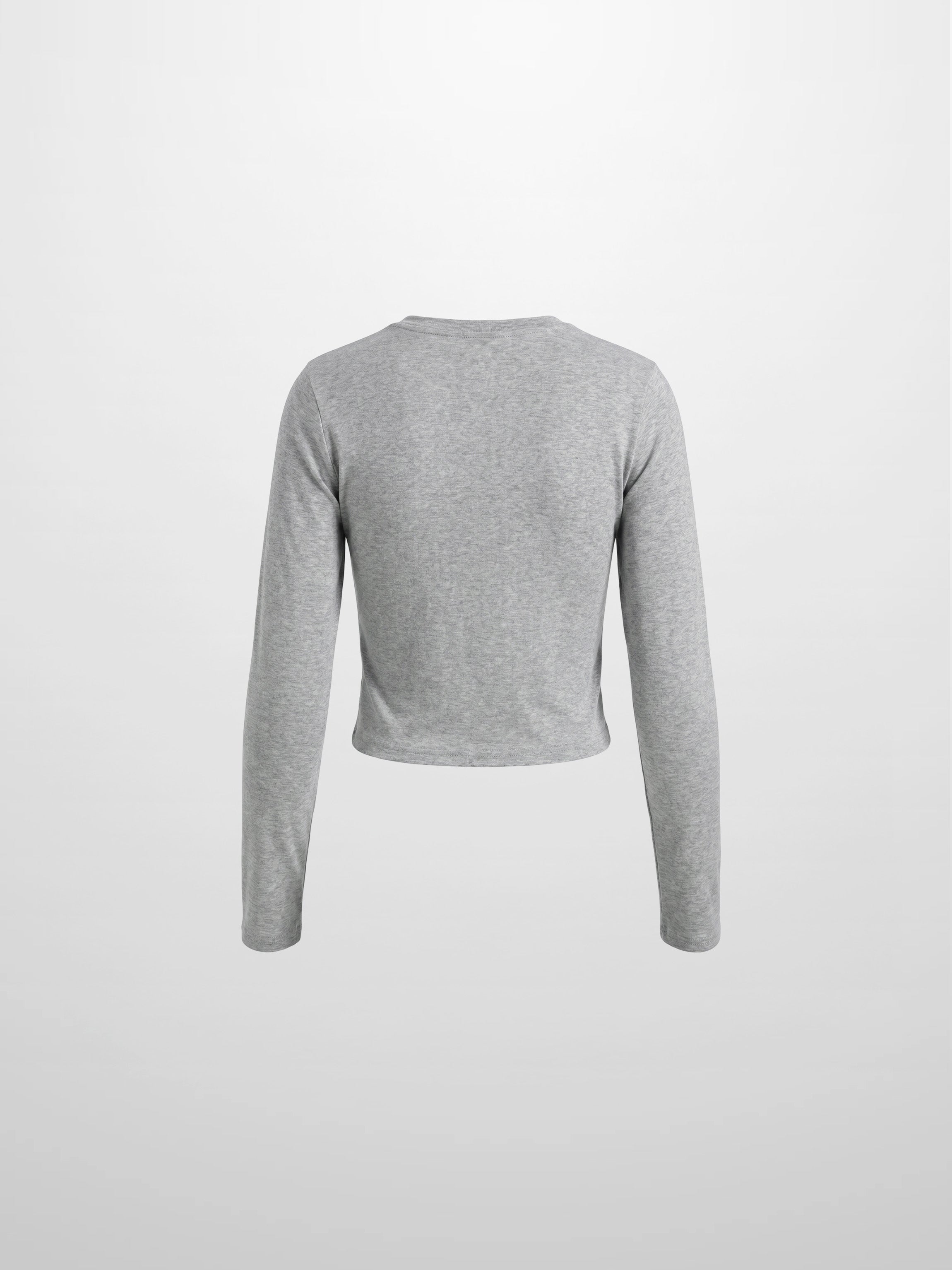 Crop T-Shirt Cardigan-Heathered Grey