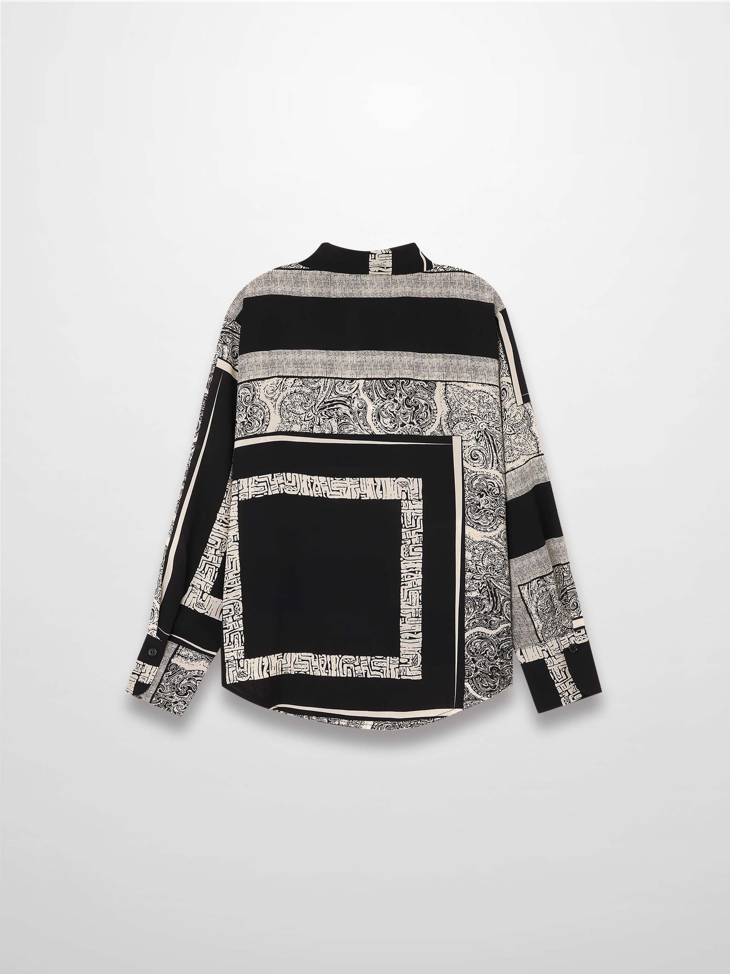 Button Down Collared Blouse-Mix Print