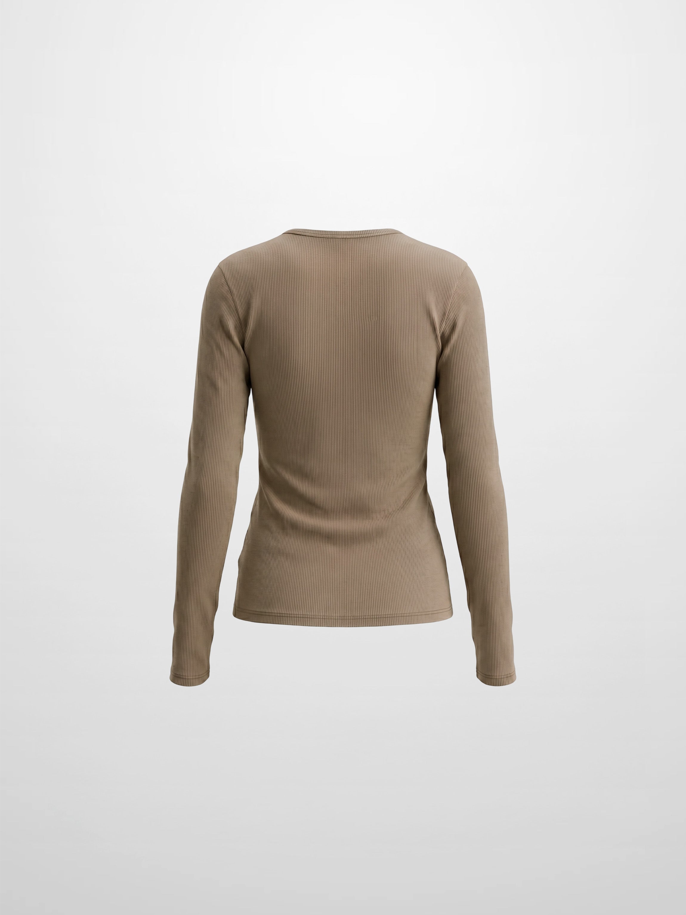 Soft Ribbed High V Tee-Taupe