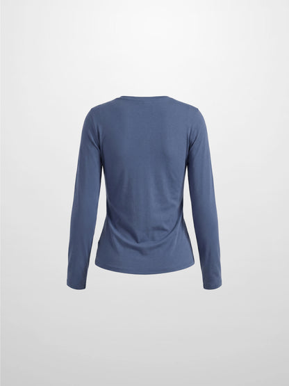 Center Seam High V Tee-Denim Blue