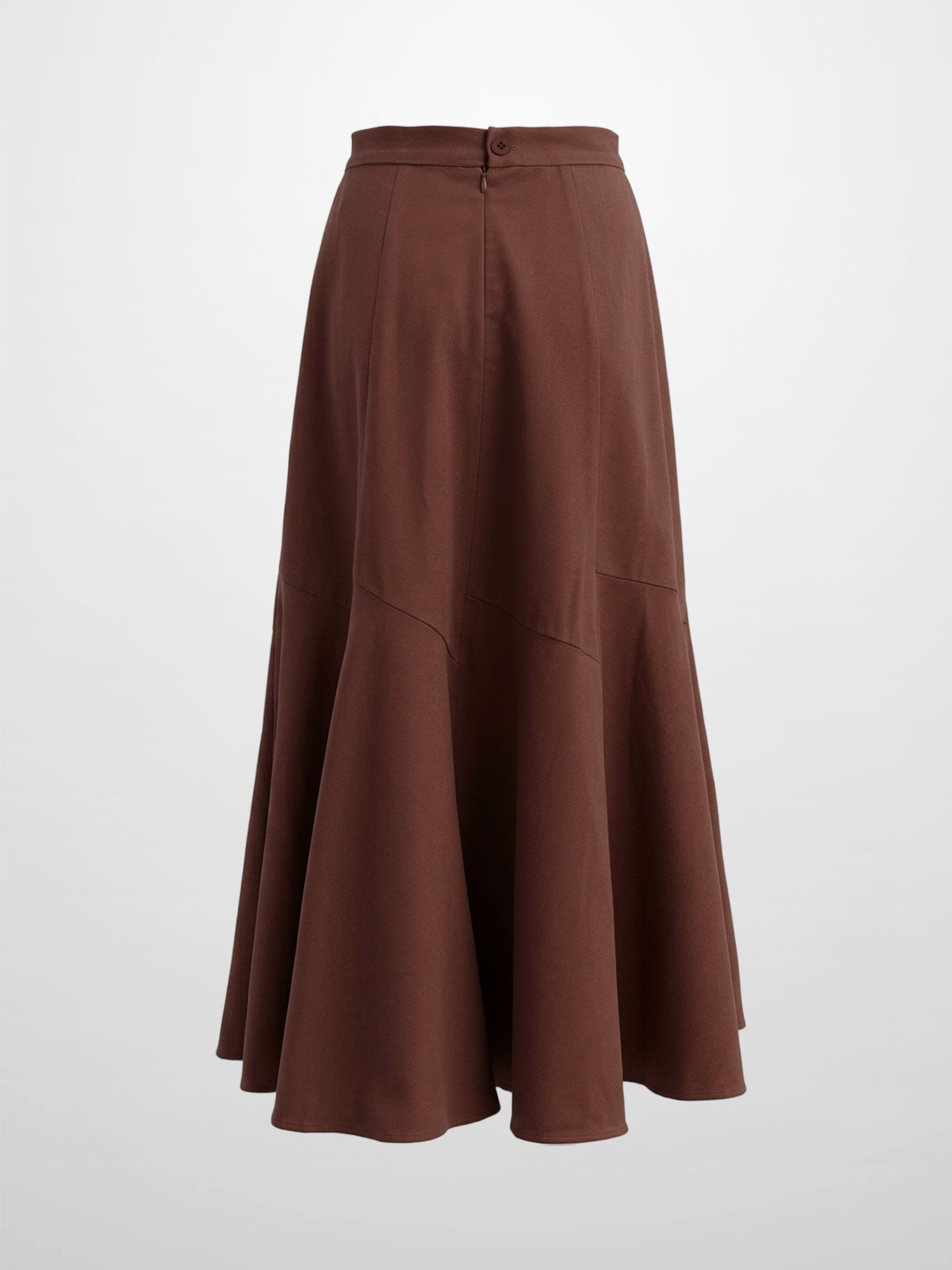 Twill Trumpet Skirt-Brown