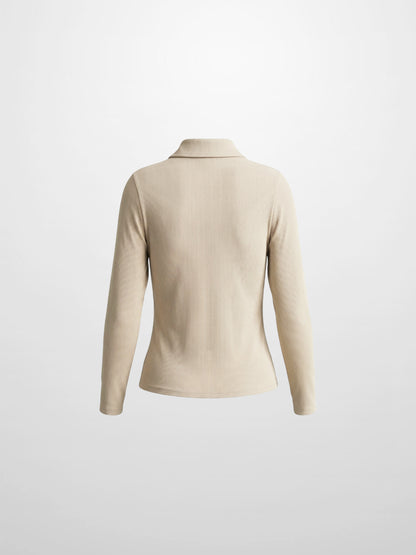 Ribbed Button Down Shirt-Taupe