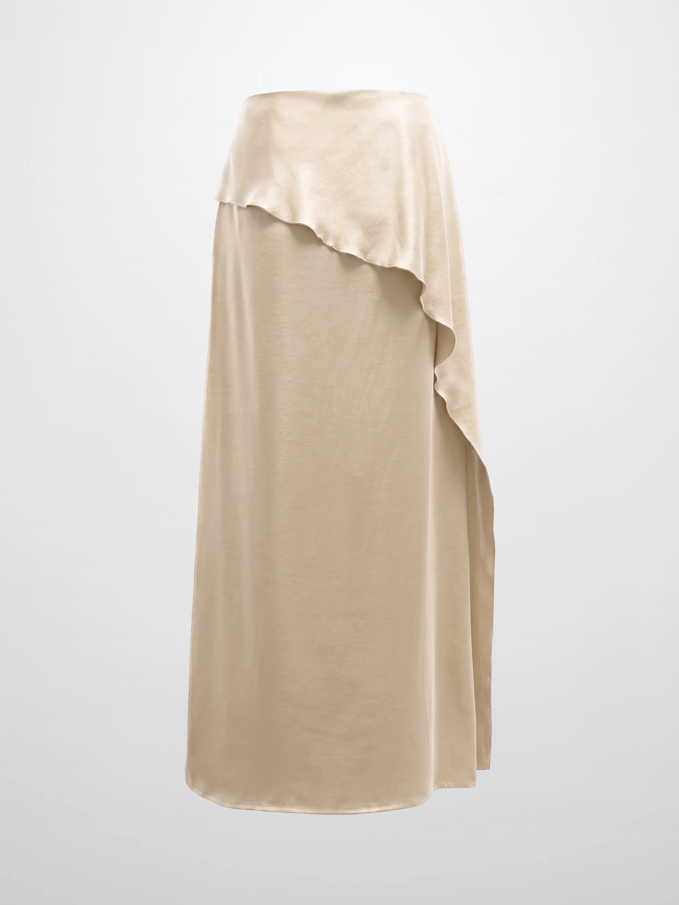 Faux Satin Ruffle Skirt - Cream