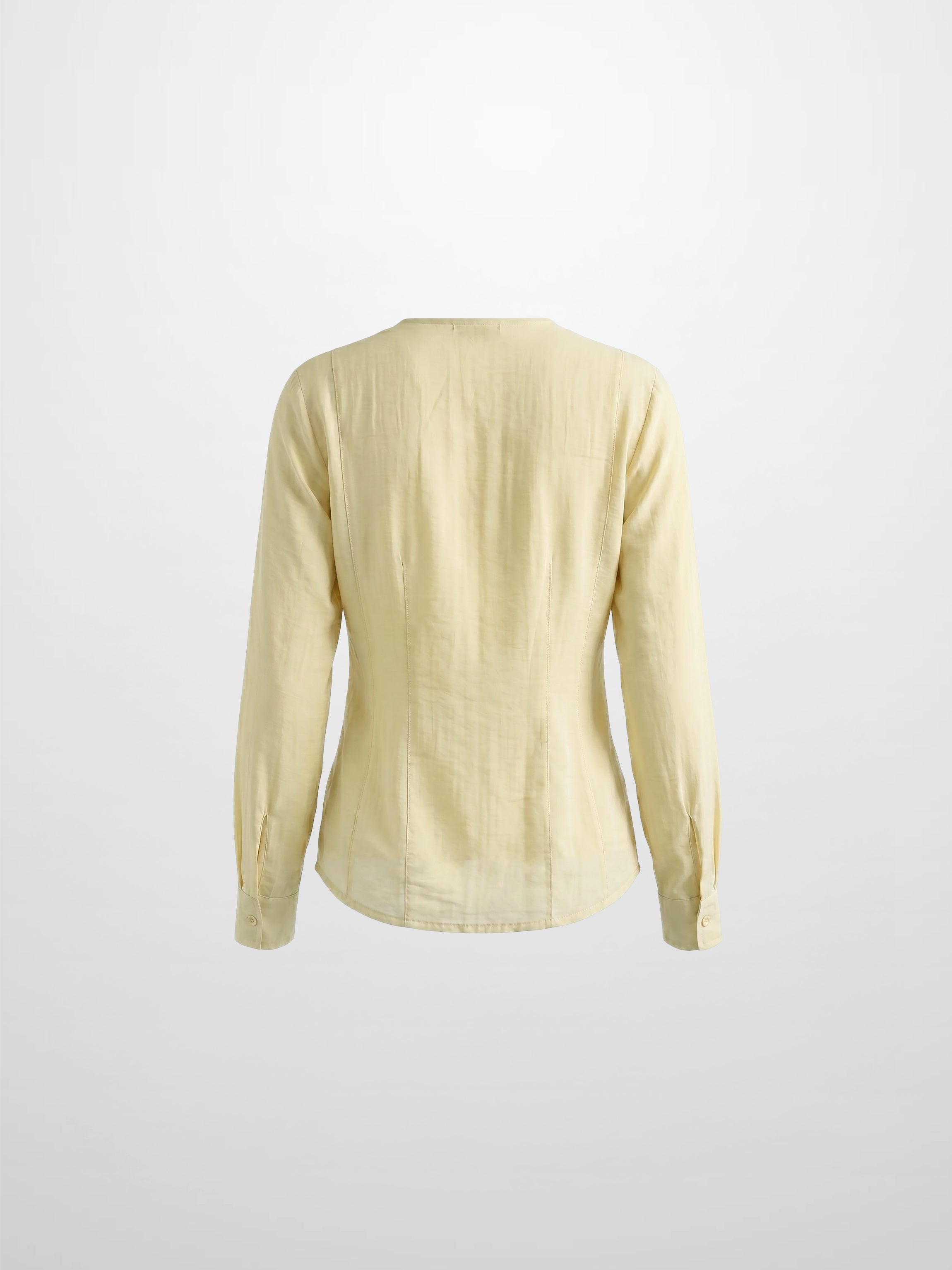 High V Neck Blouse-Cream