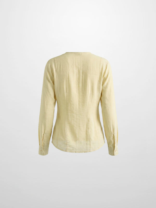 High V Neck Blouse-Cream