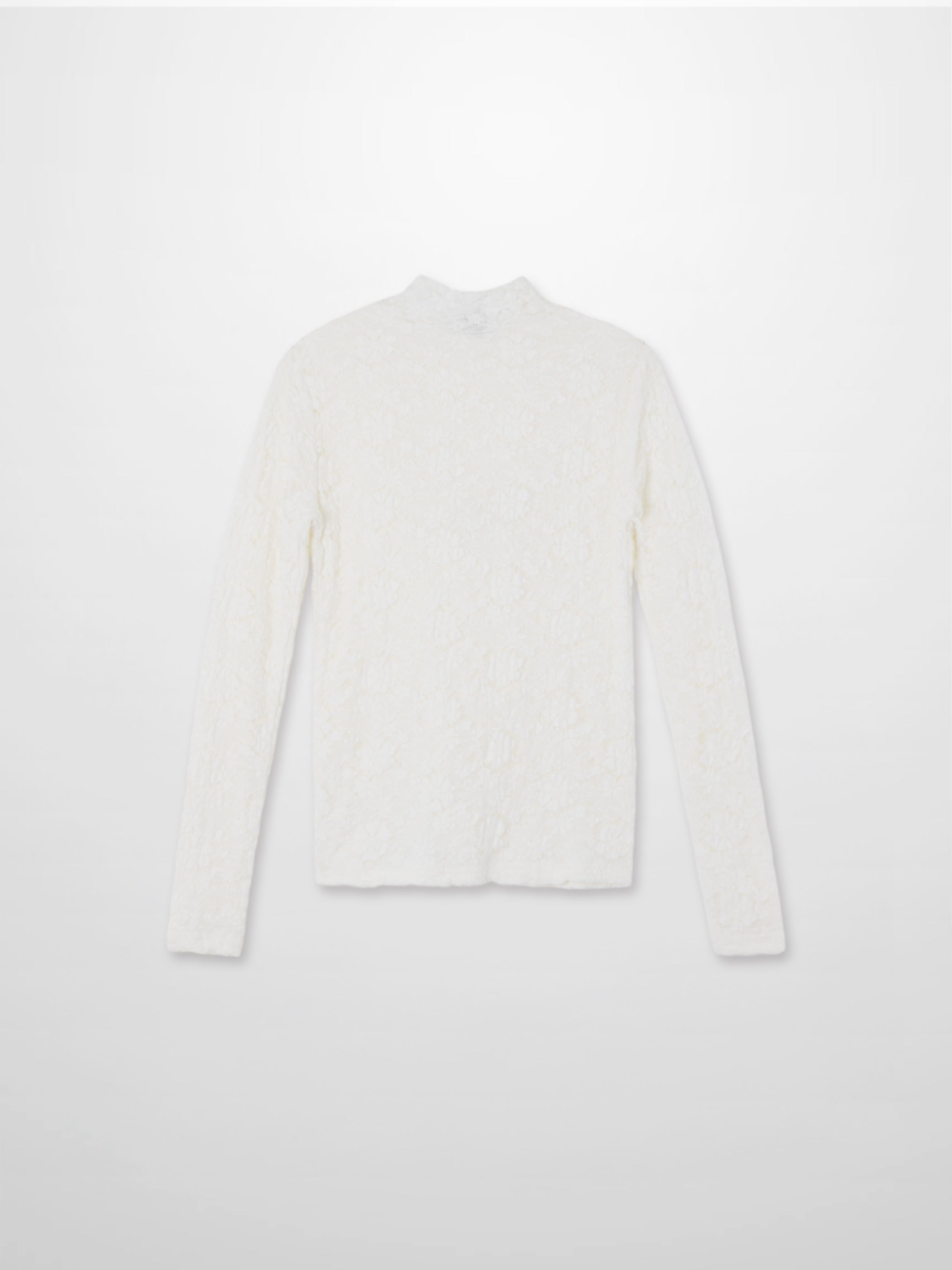 Lace Mock Neck Turtleneck-White