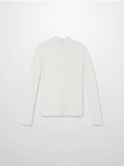 Lace Mock Neck Turtleneck-White