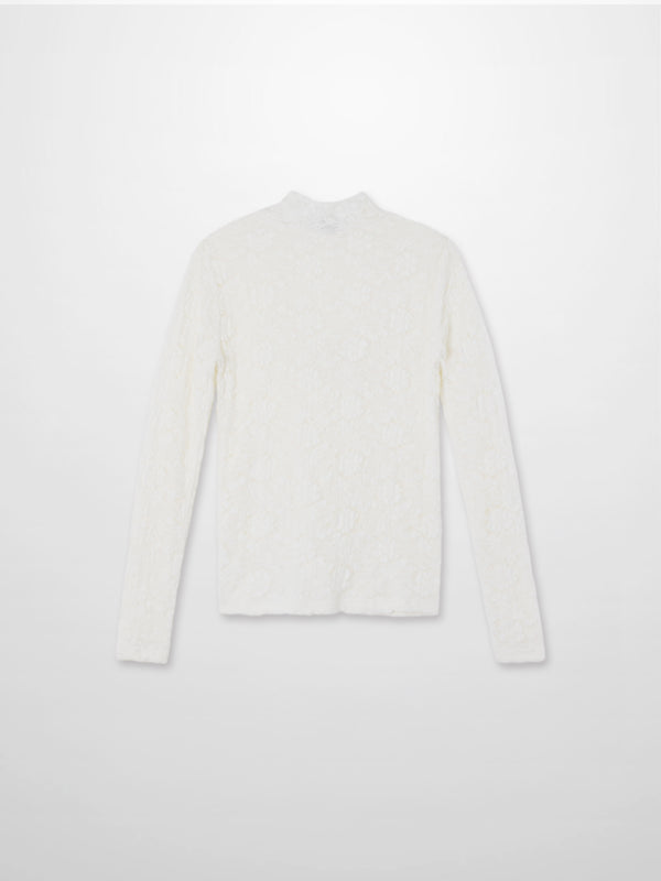 Lace Mock Neck Turtleneck-White