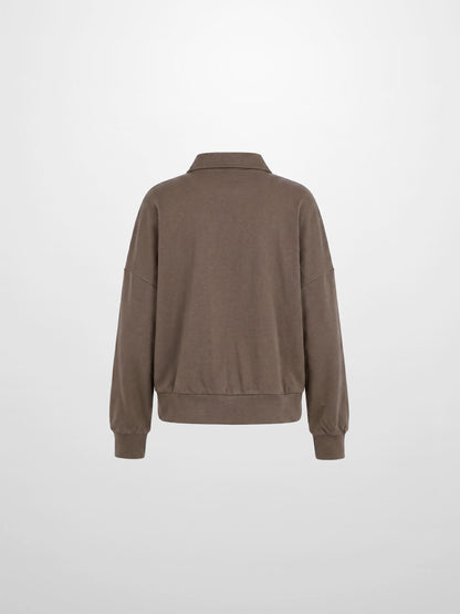 Collared Bomber Tee-Taupe