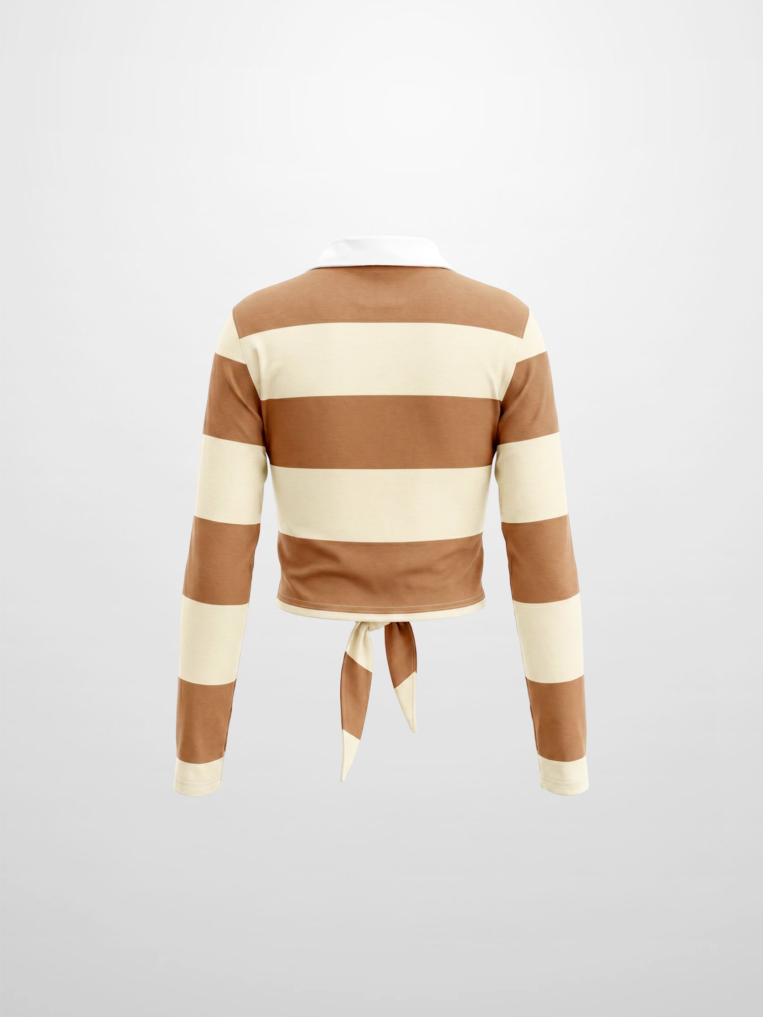 Striped Tie Bottom T-Shirt-Tan