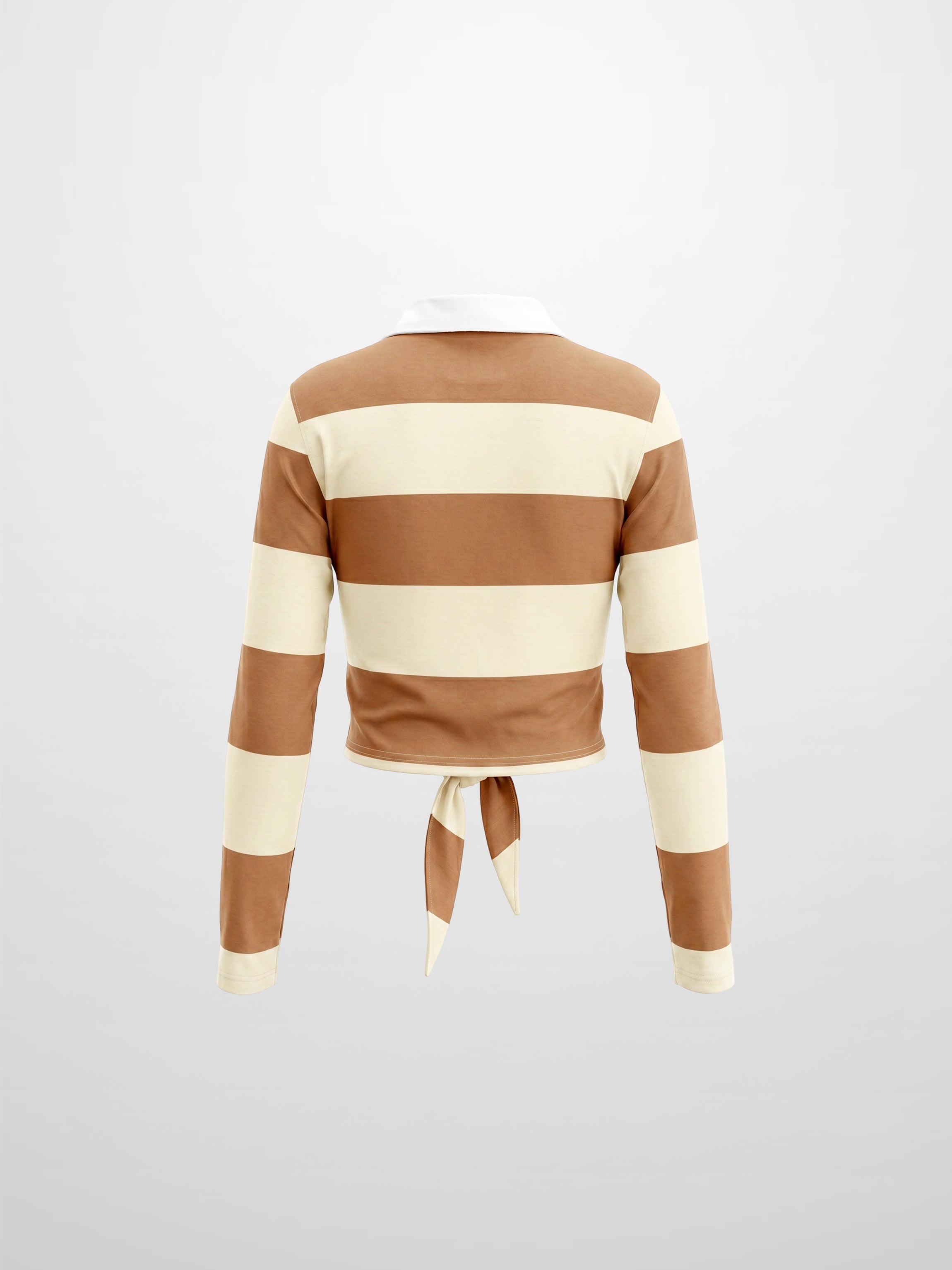 Striped Tie Bottom T-Shirt-Tan