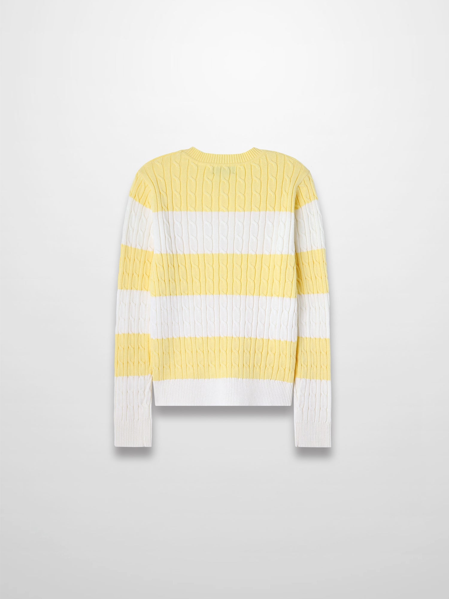 Striped Cable Sweater-Yellow/White