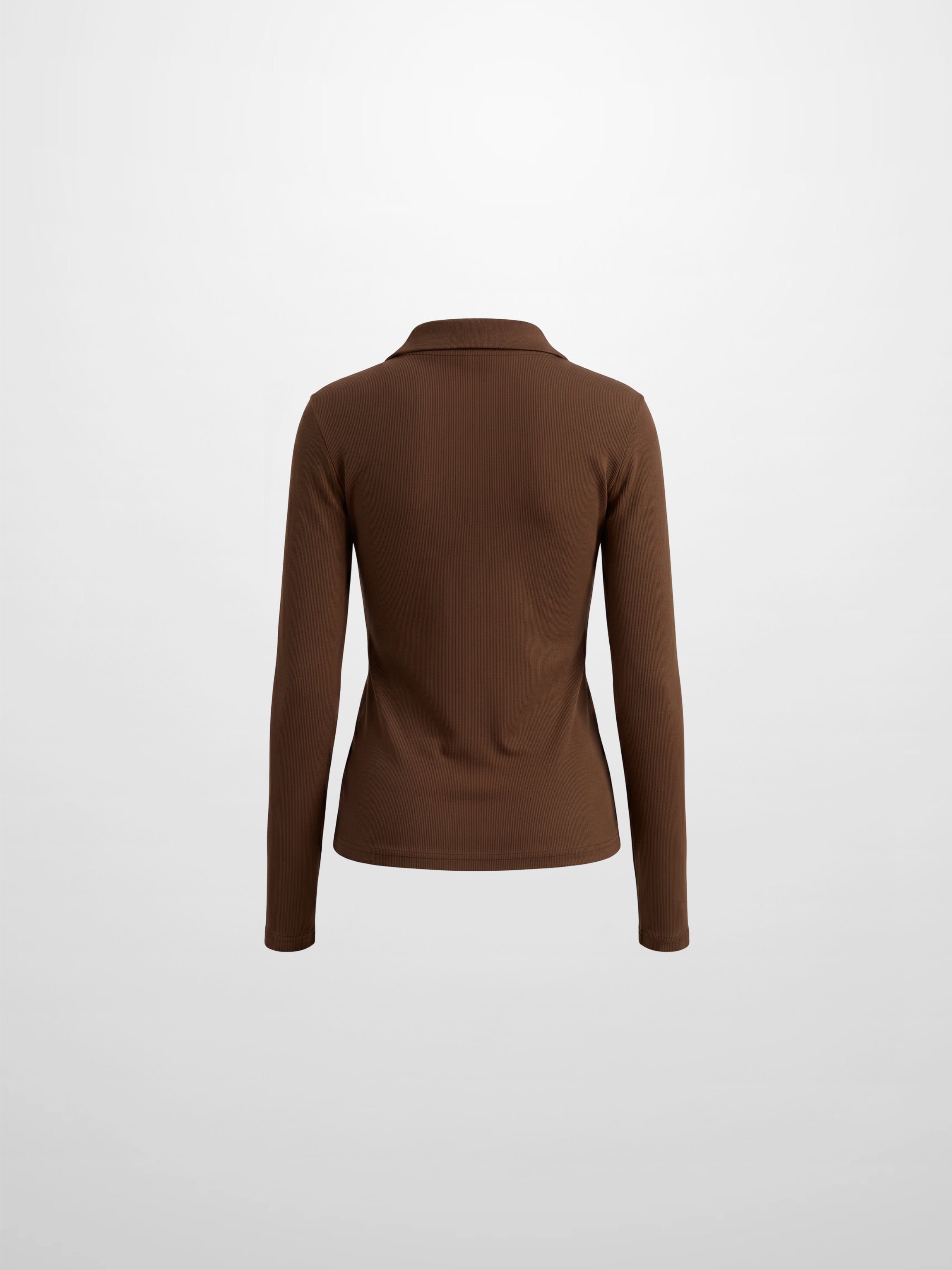 Ribbed Button Down Shirt-Brown