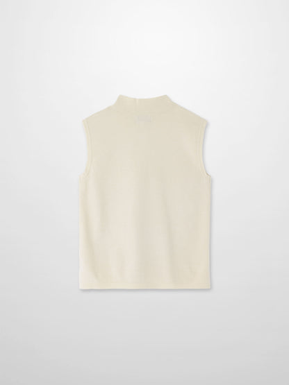 Sleeveless Mock Neck Sweater-Ivory