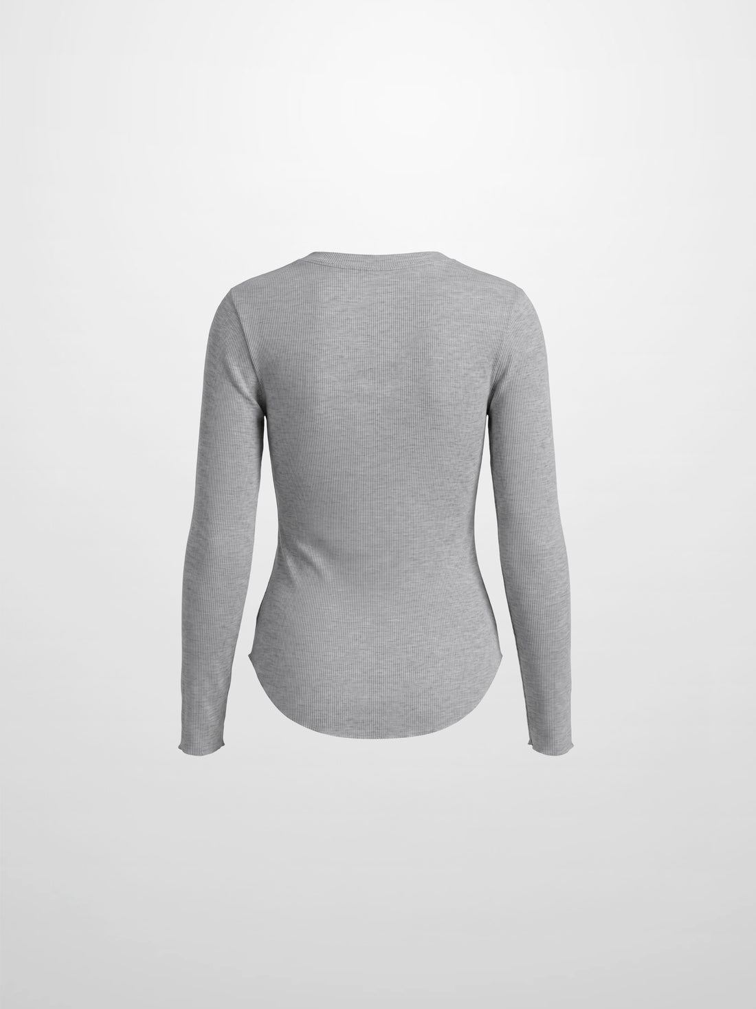 Rounded Hem Ribbed T-Shirt-Heathered Grey