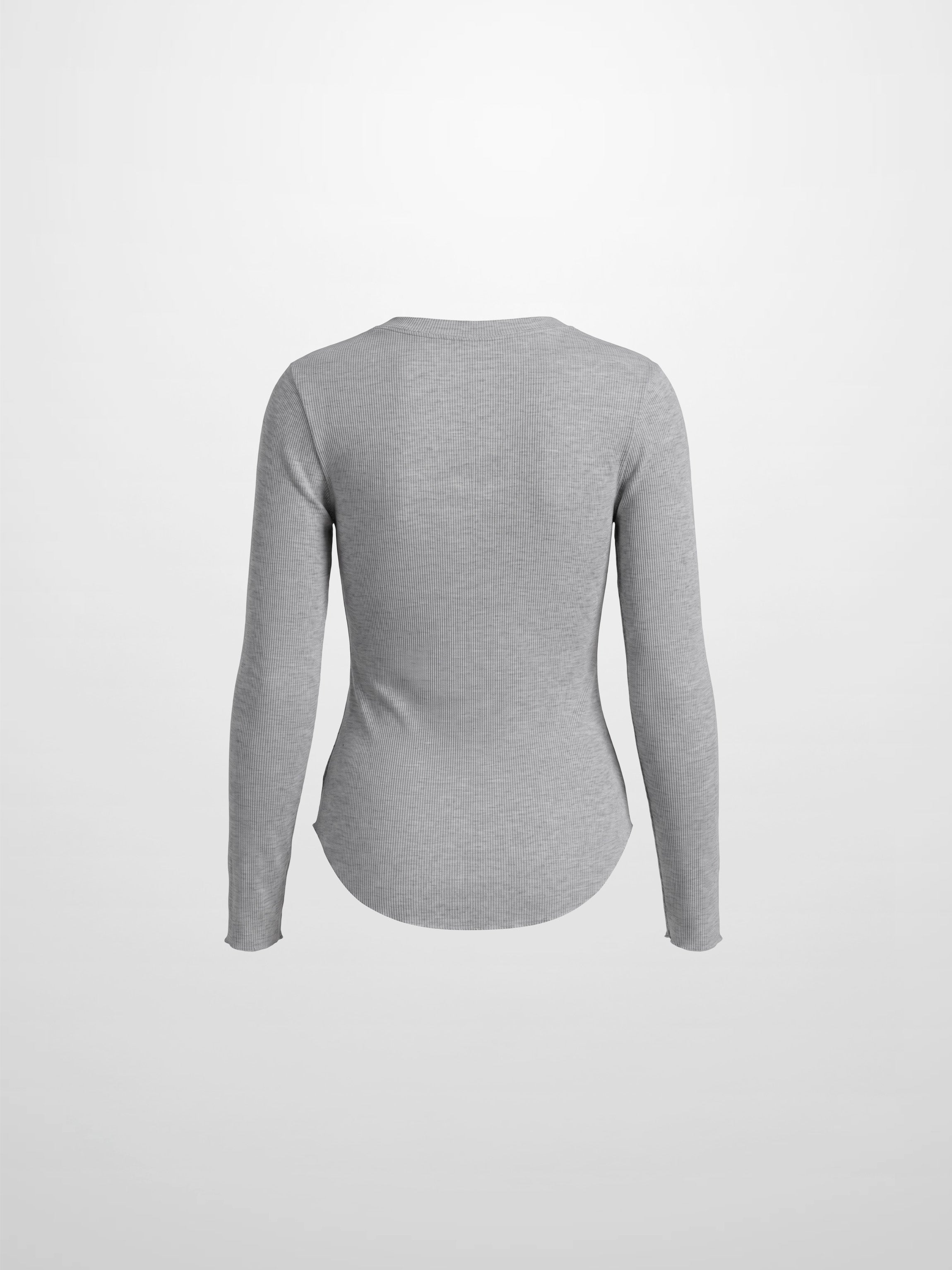 Rounded Hem Ribbed T-Shirt-Heathered Grey