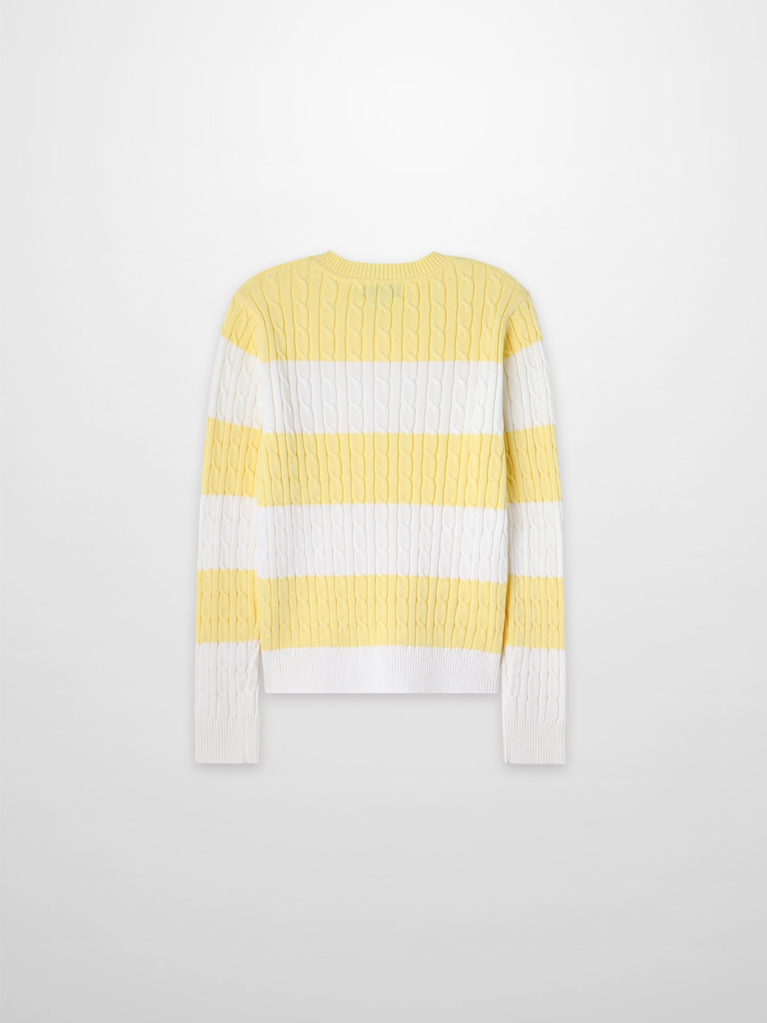 Striped Cable Sweater-Yellow/White