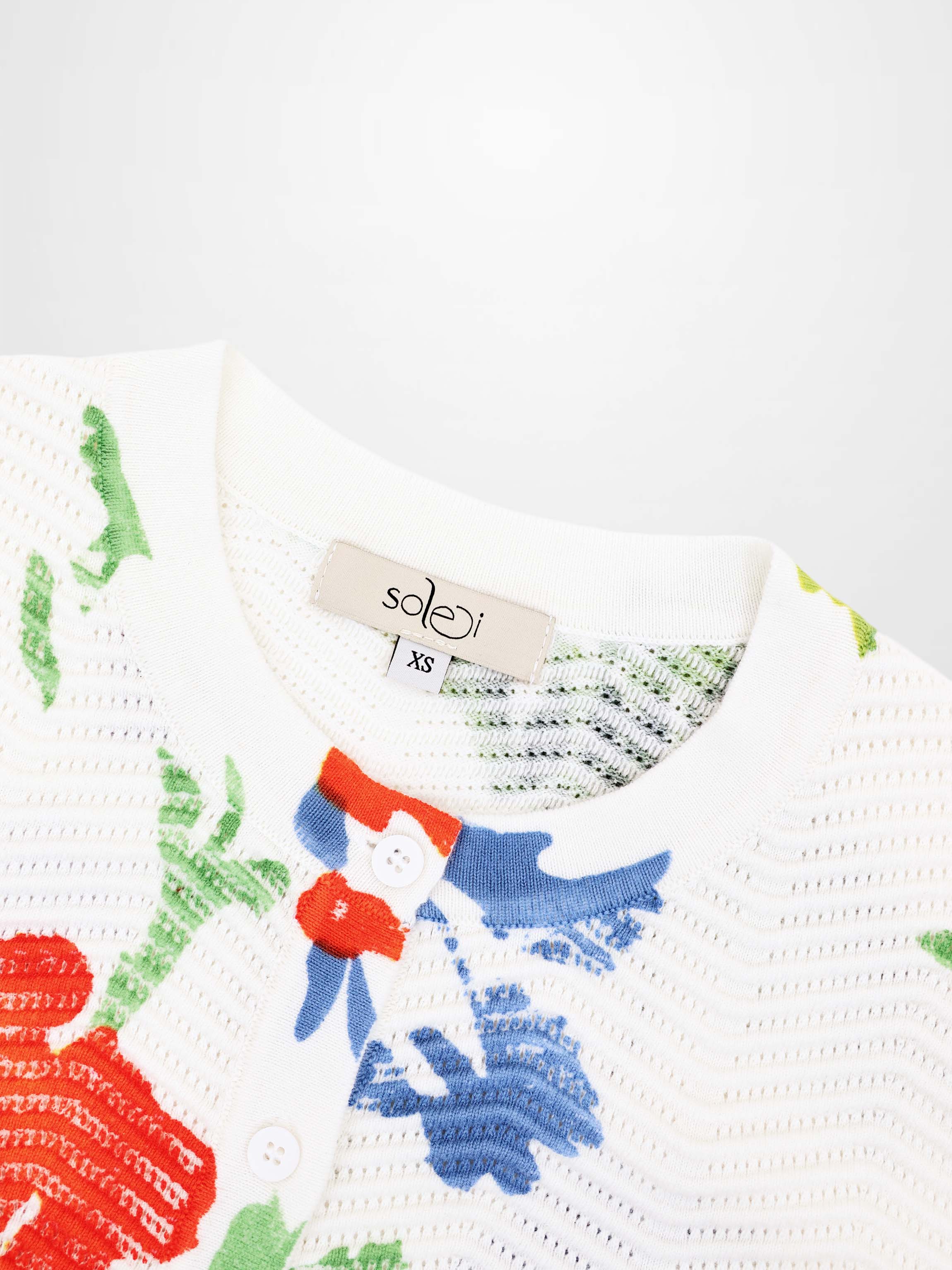 Printed Wave Cardigan-Coral Flower