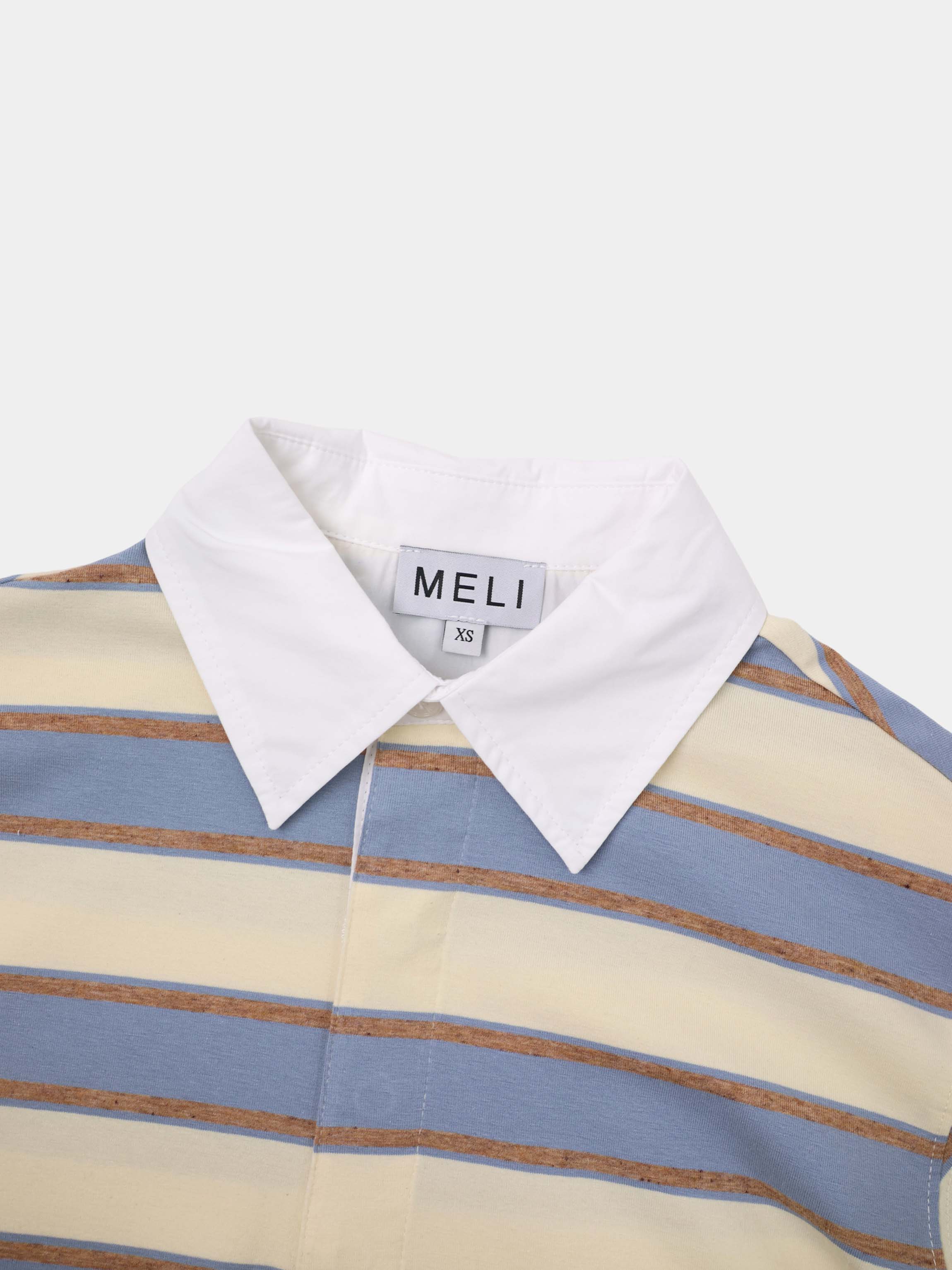Wide Stripe Rugby T-Shirt-Light Blue Stripe