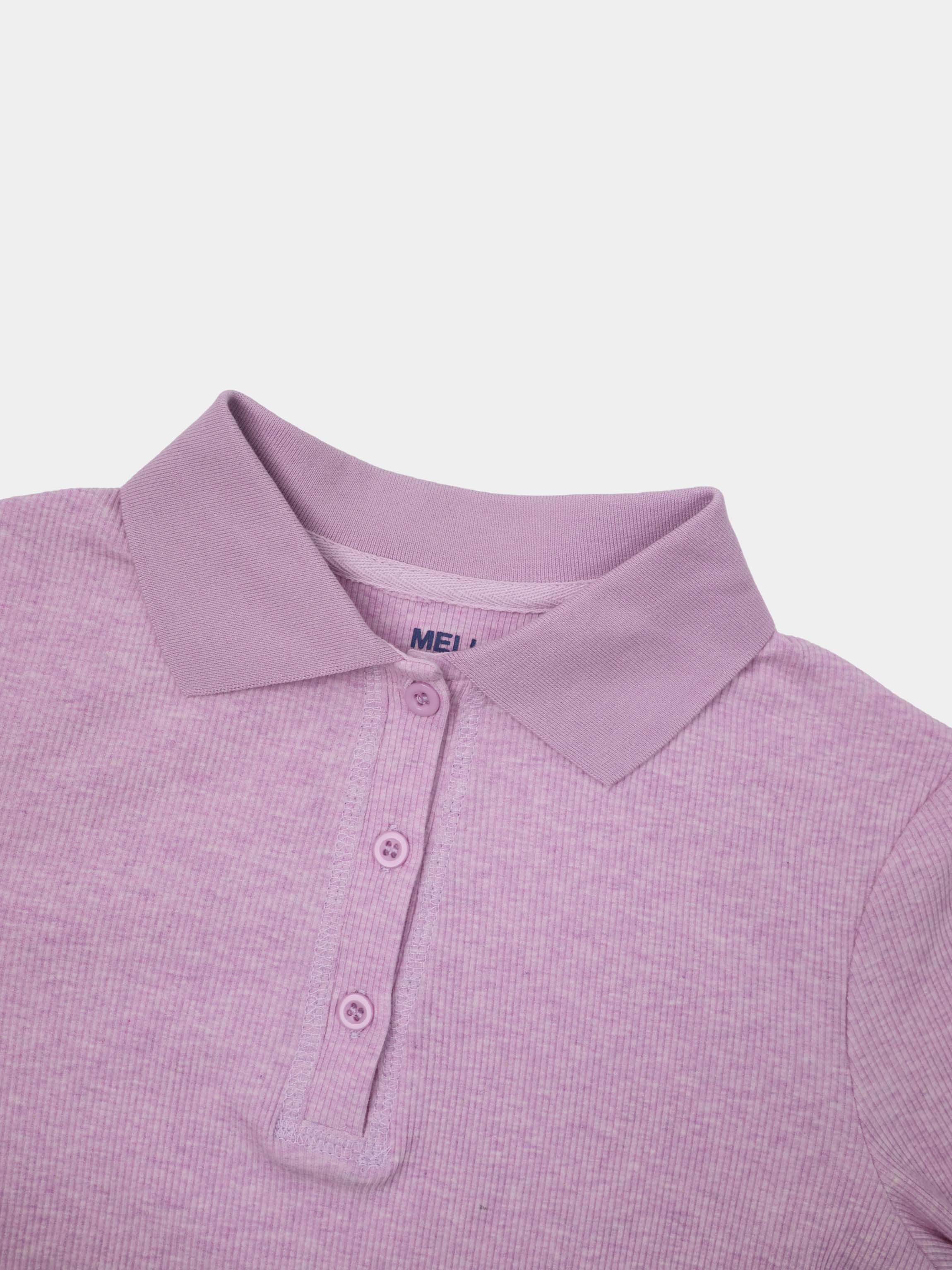 Heathered Collared Tee-Lavender