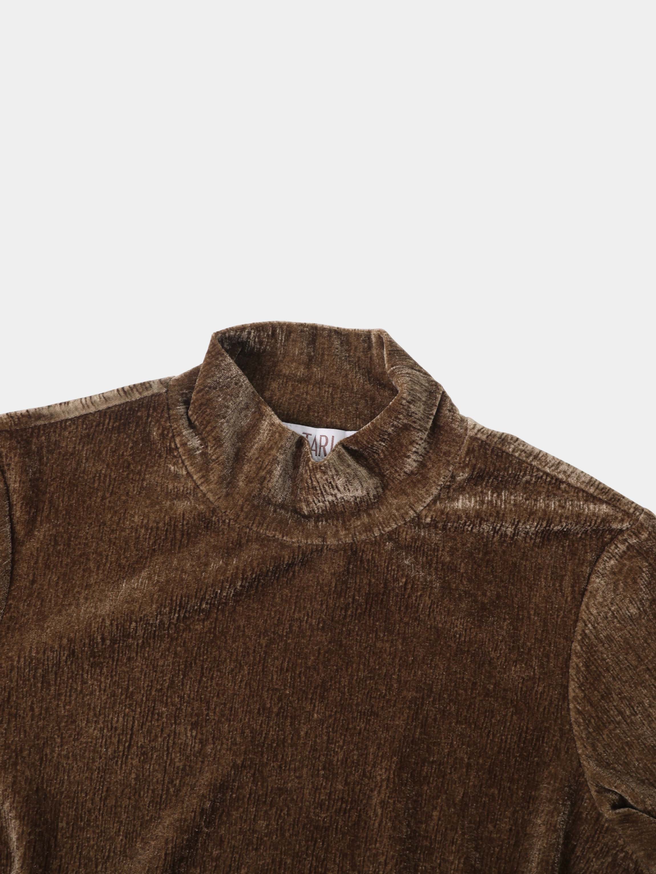 Textured Velour Turtleneck - Taupe