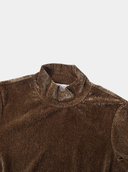 Textured Velour Turtleneck - Taupe