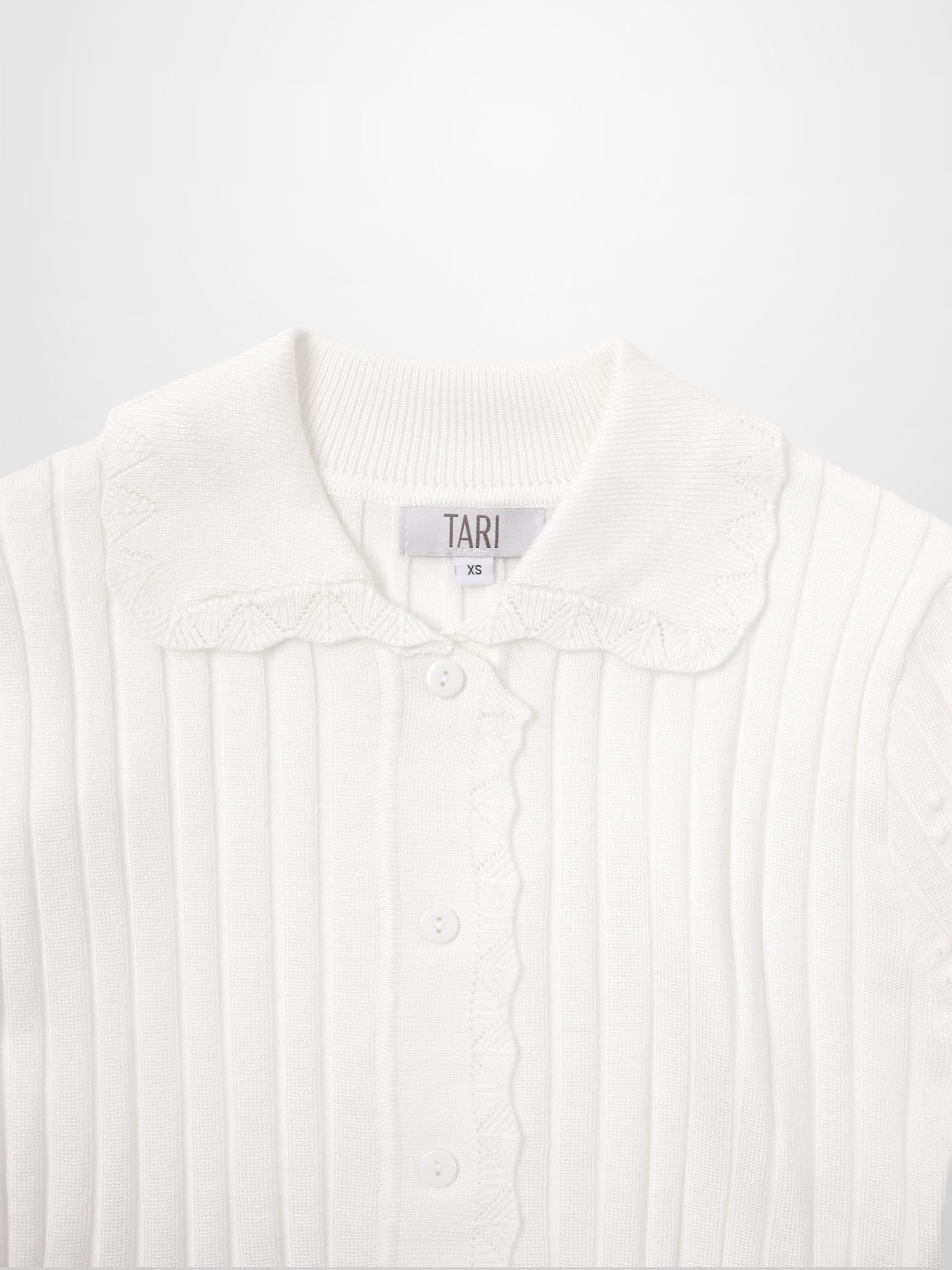 Scalloped Edge Cardigan-Cream