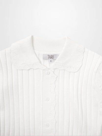 Scalloped Edge Cardigan-Cream