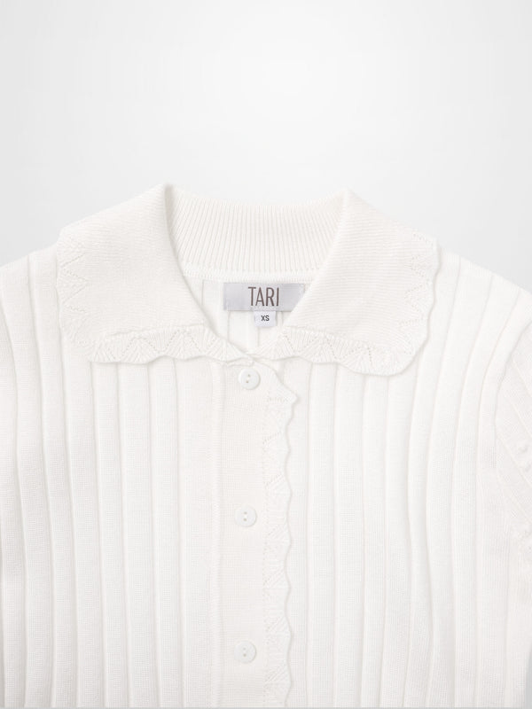 Scalloped Edge Cardigan-Cream