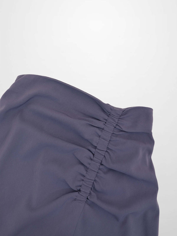 SIDE RUCHED SKIRT-BLUE