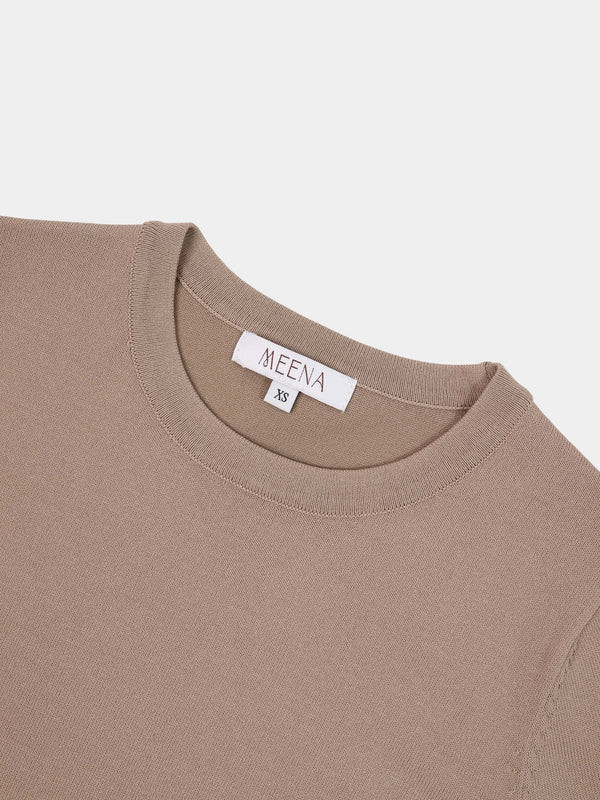 High Cuff Crew Sweater-Latte