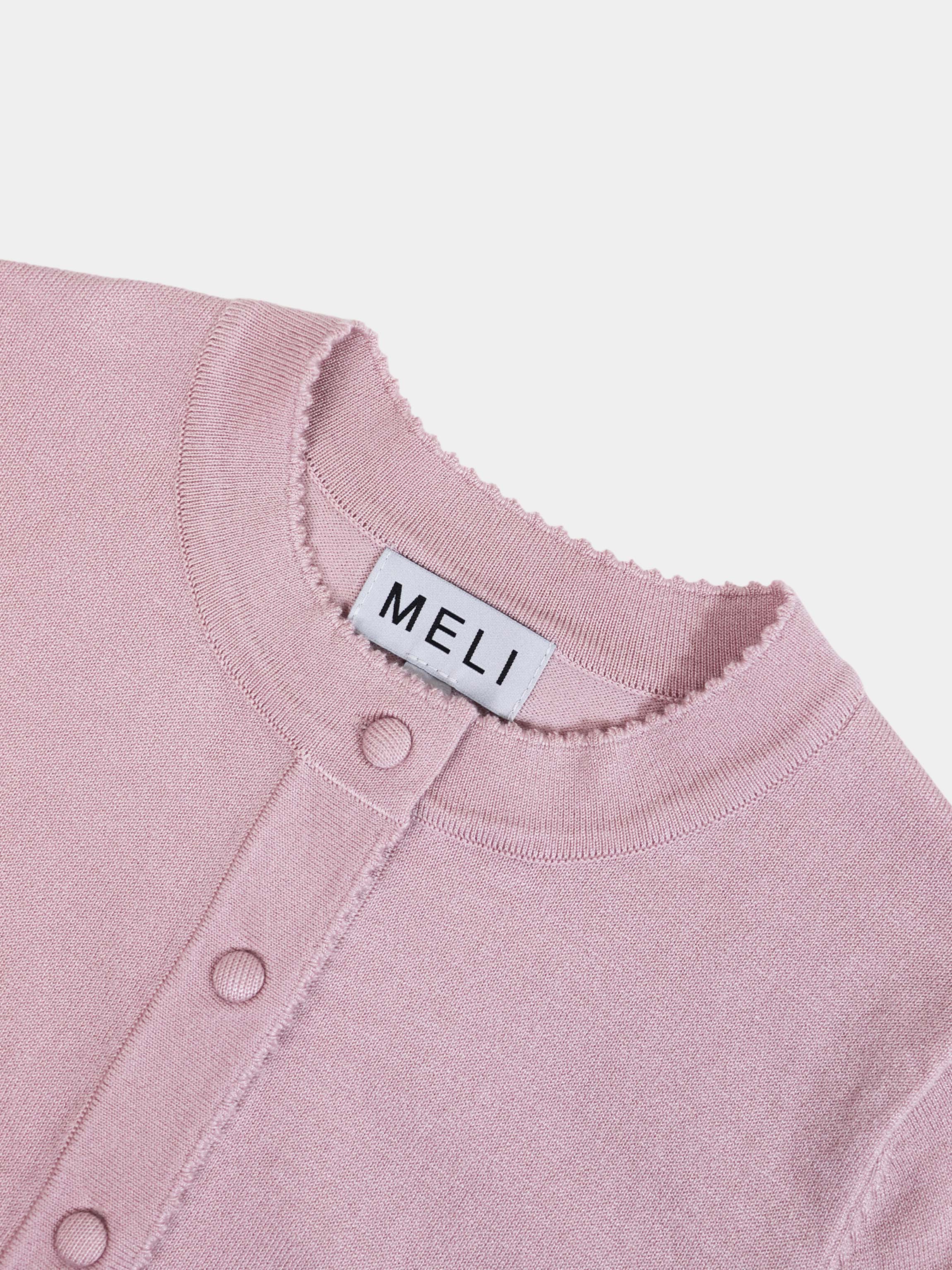 Trim Detail Crew Crop Cardigan-Mauvey Pink