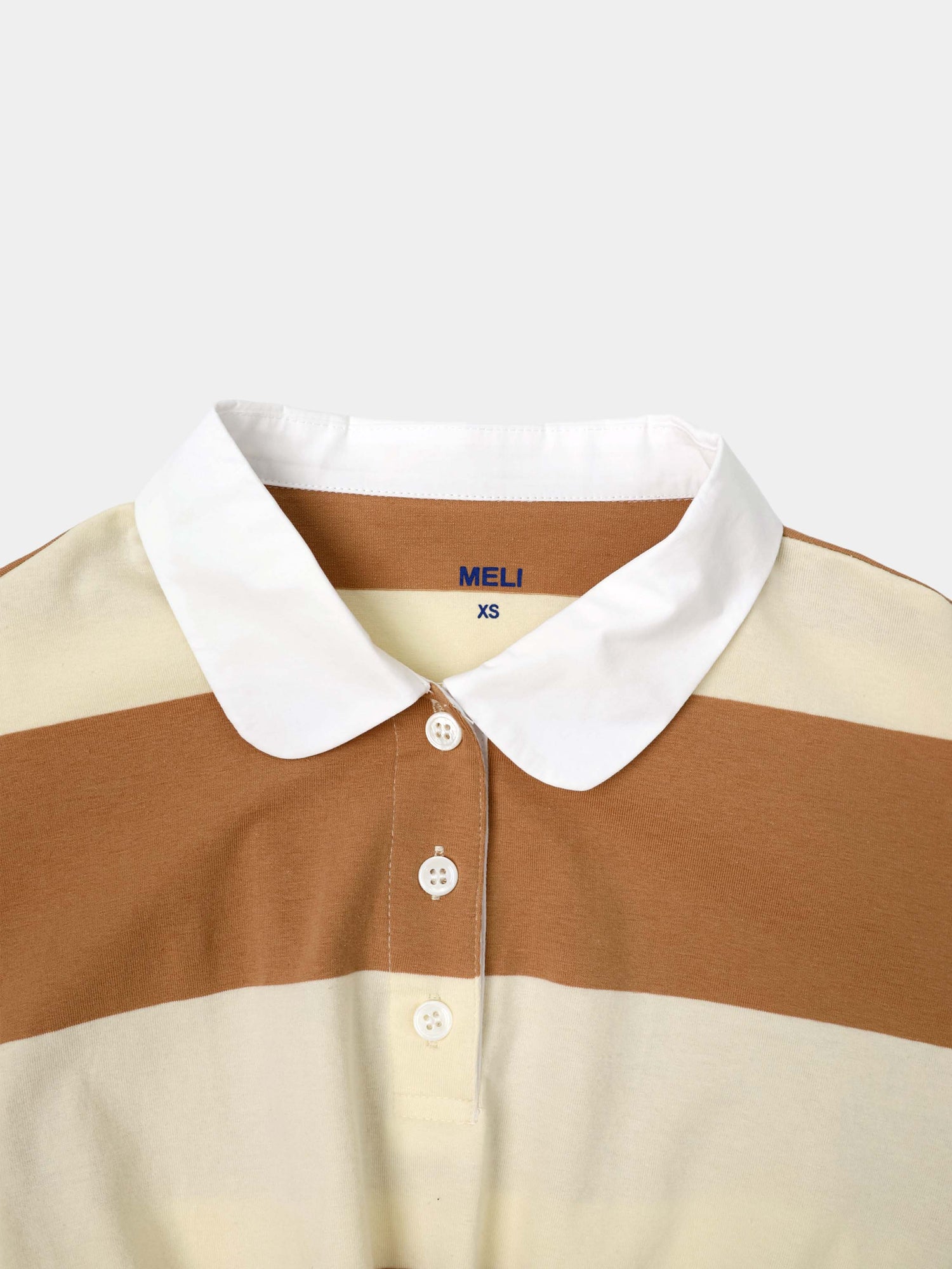 Striped Tie Bottom T-Shirt-Tan