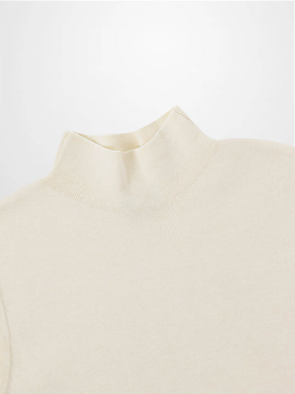 Sleeveless Mock Neck Sweater-Ivory