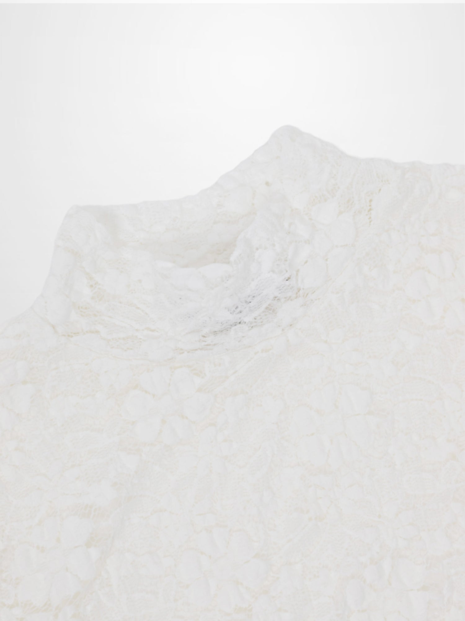 Lace Mock Neck Turtleneck-White