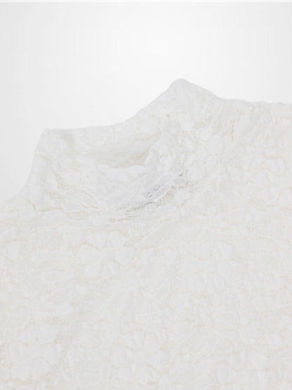 Lace Mock Neck Turtleneck-White