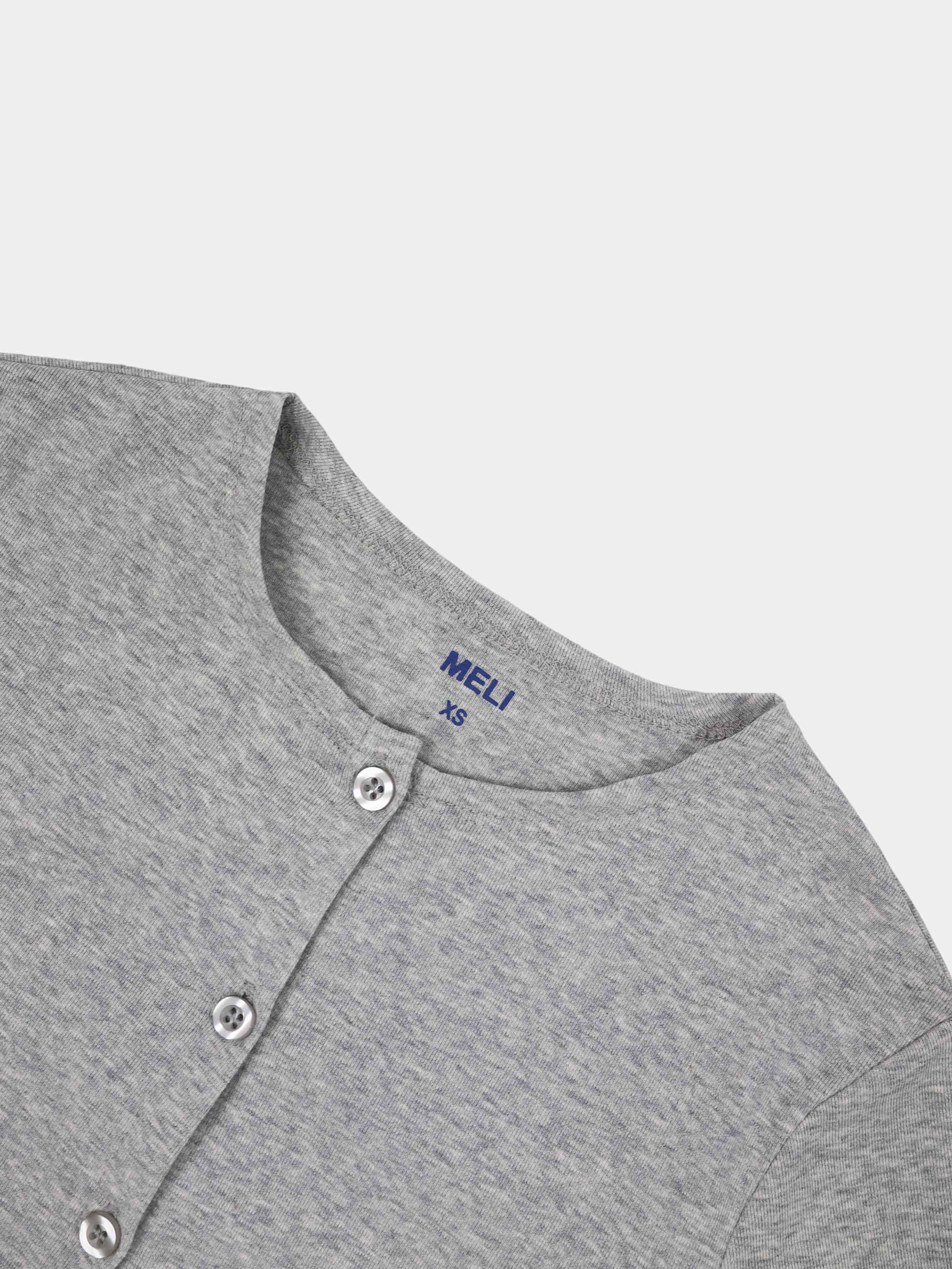 Crop T-Shirt Cardigan-Heathered Grey