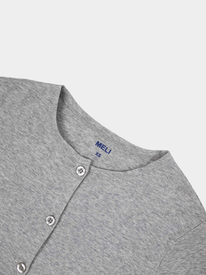 Crop T-Shirt Cardigan-Heathered Grey