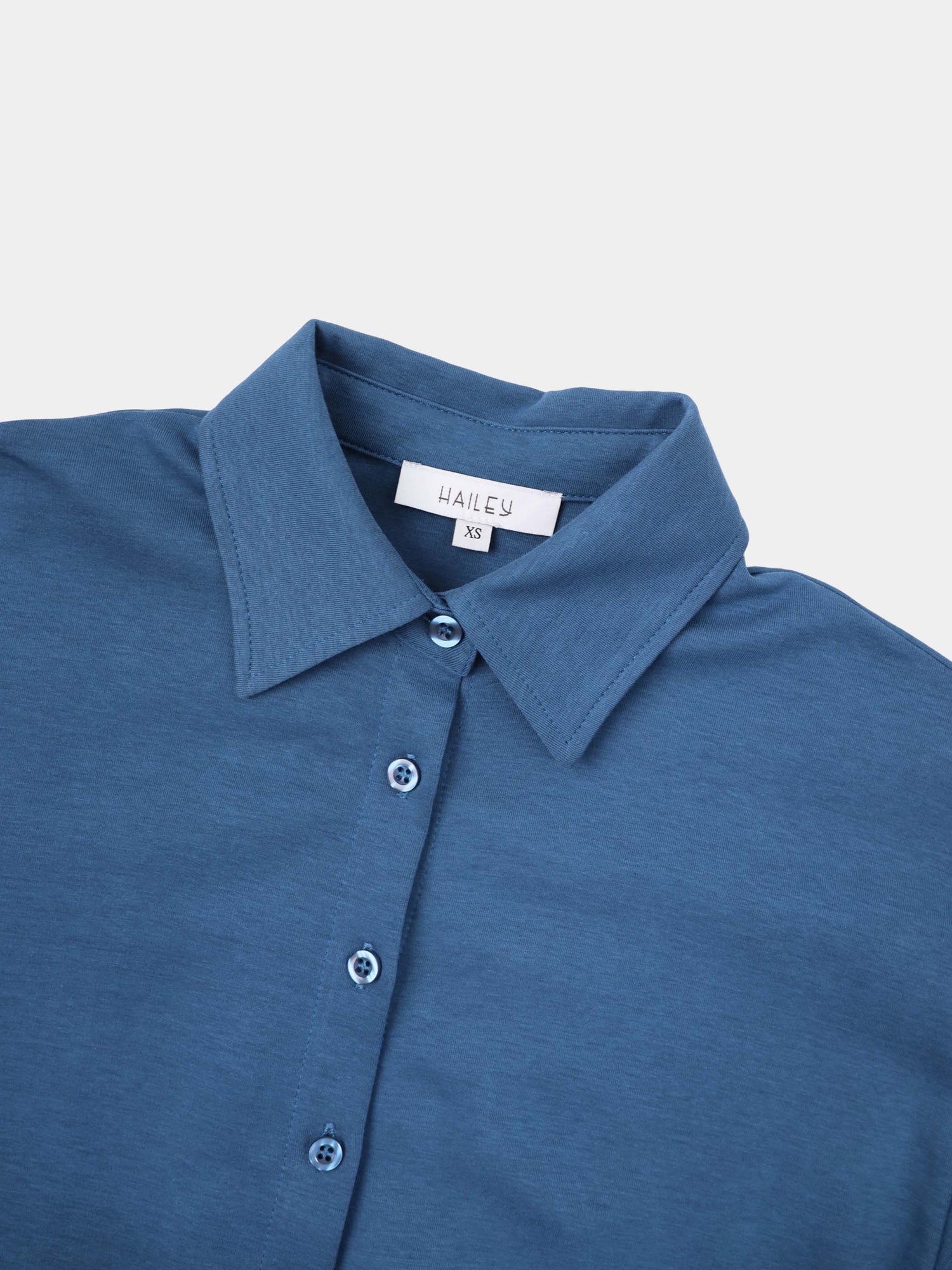 Waist Tie Button Down T-Shirt Dress-Blue Dusk