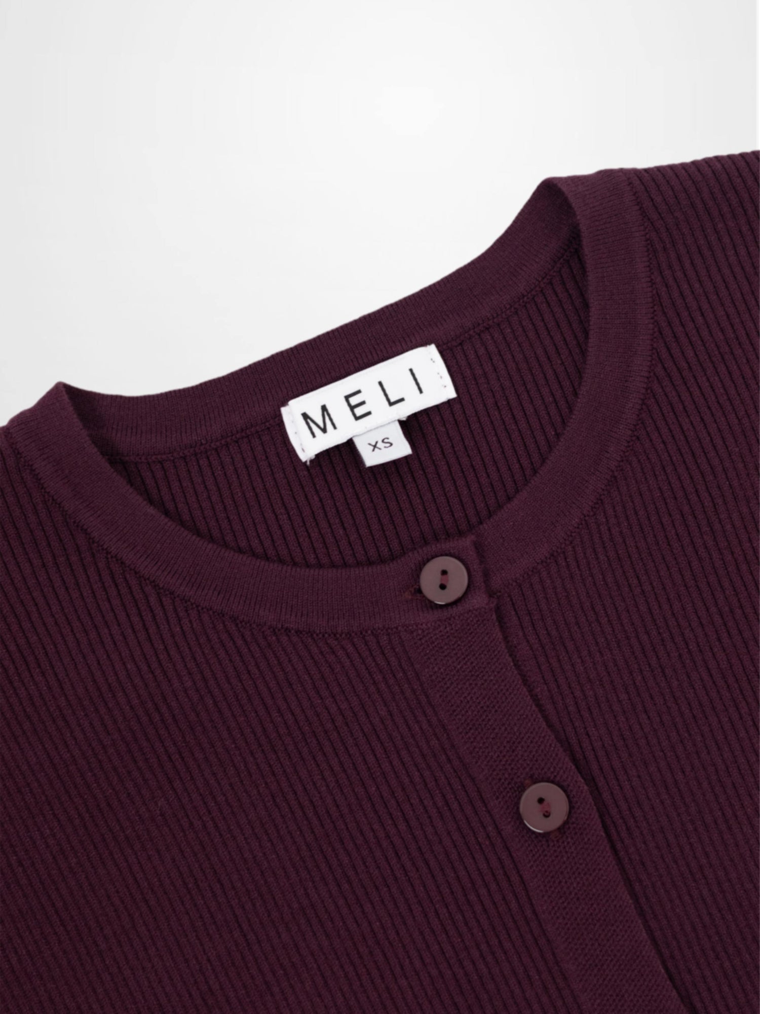 Ribbed Crew Neck Cardigan-Eggplant