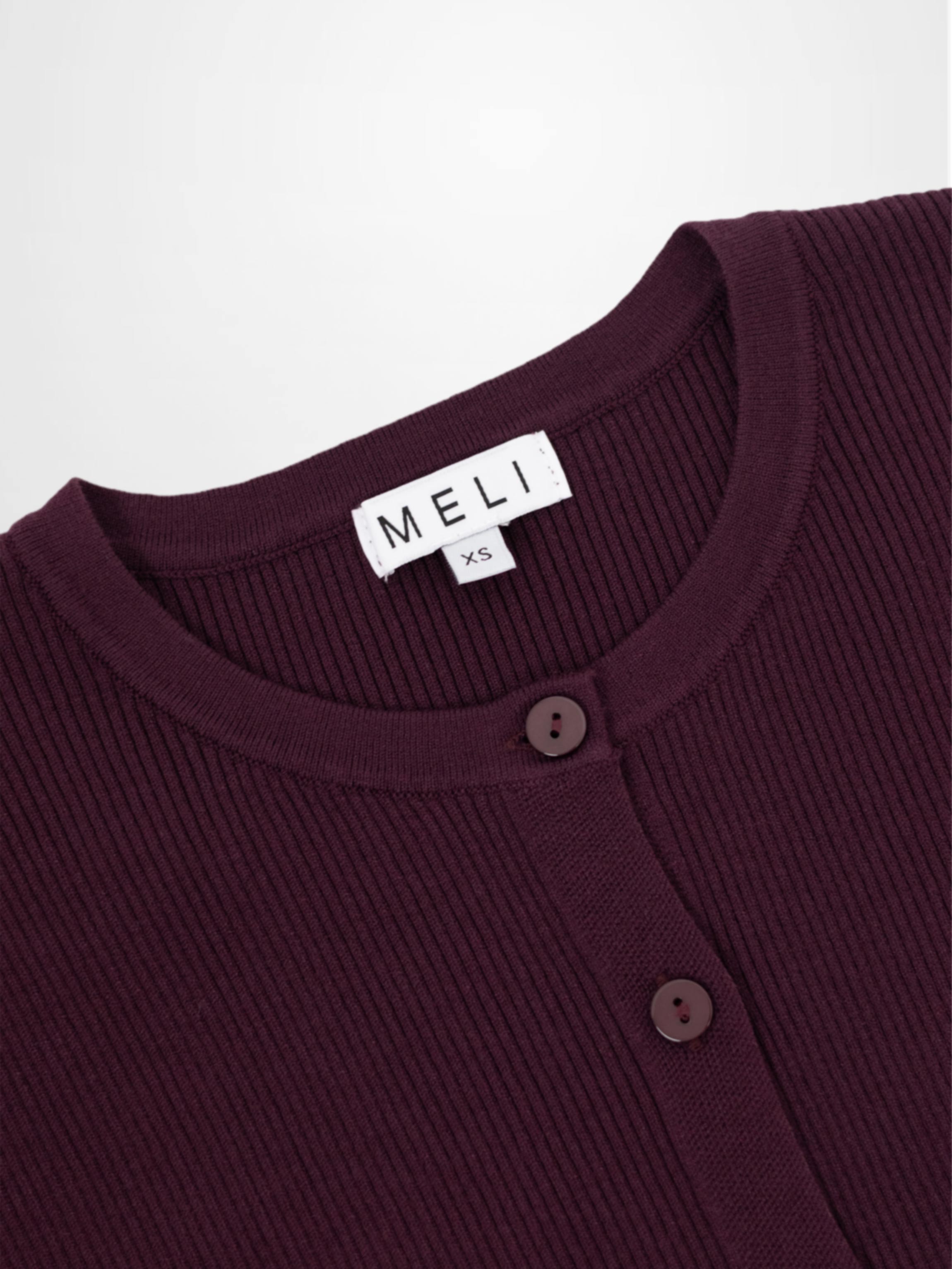 Ribbed Crew Neck Cardigan-Eggplant