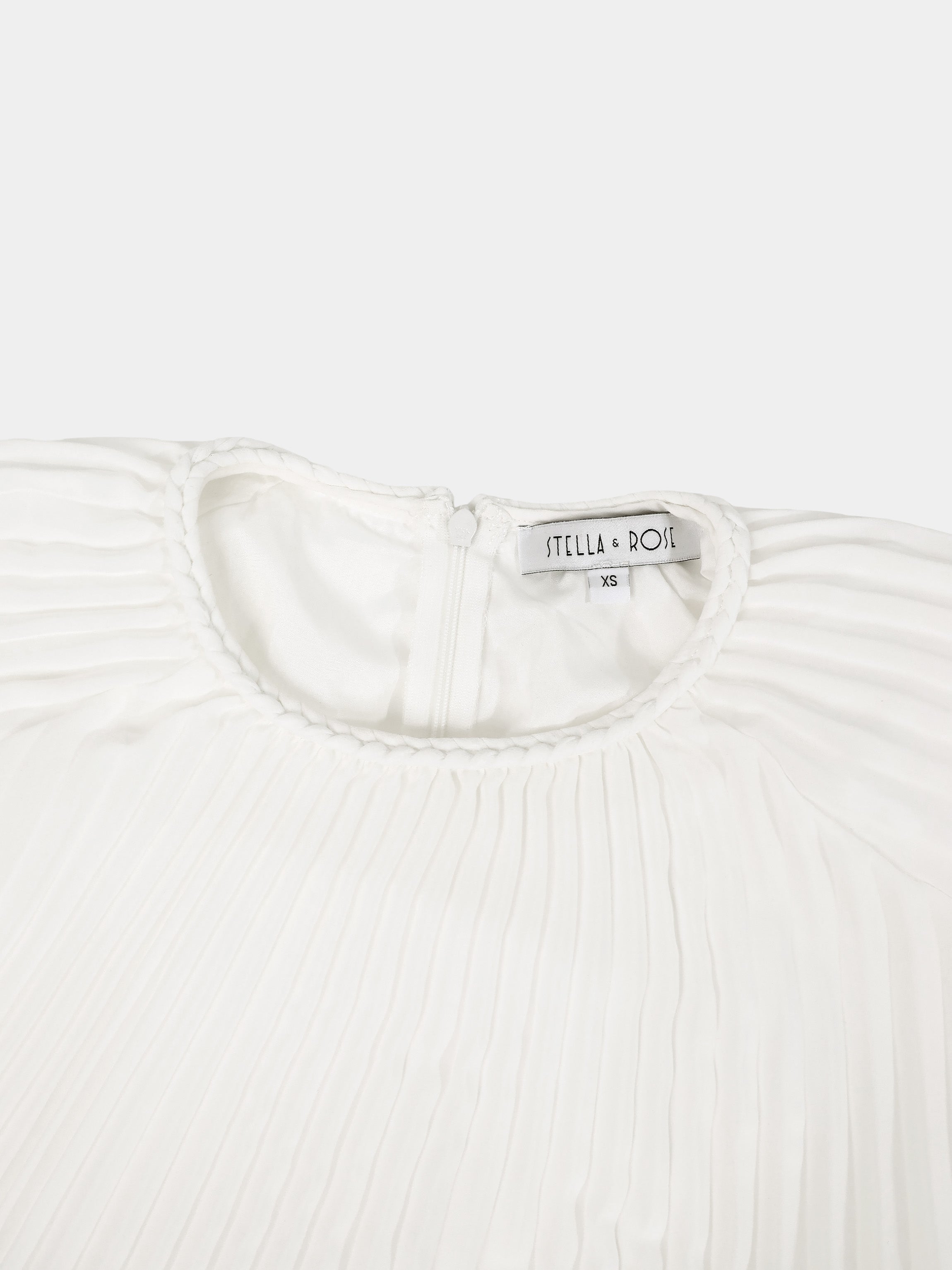 Micro Pleat Dress-White