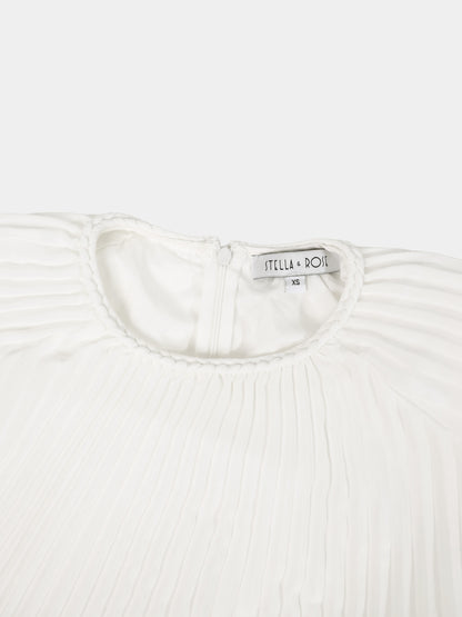 Micro Pleat Dress-White