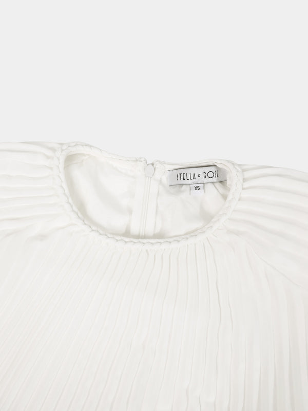 Micro Pleat Dress-White