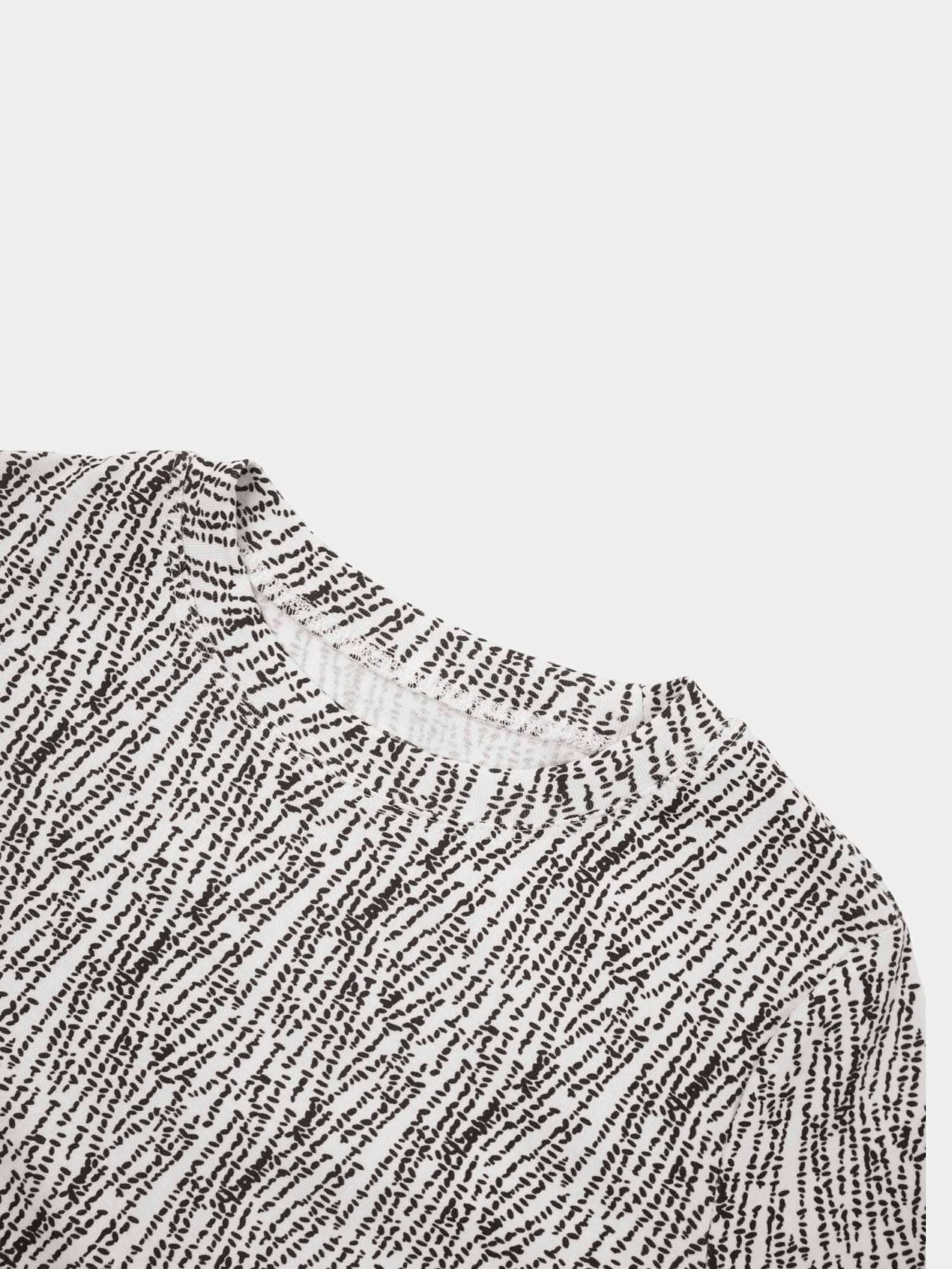 Basic Printed T-shirt-Black and White Speckled