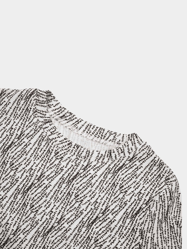 Basic Printed T-shirt-Black and White Speckled