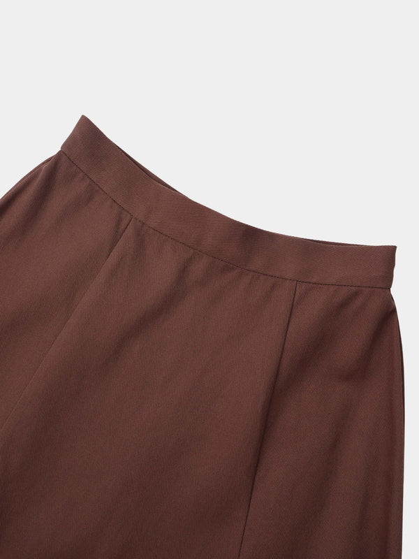 Twill Trumpet Skirt-Brown
